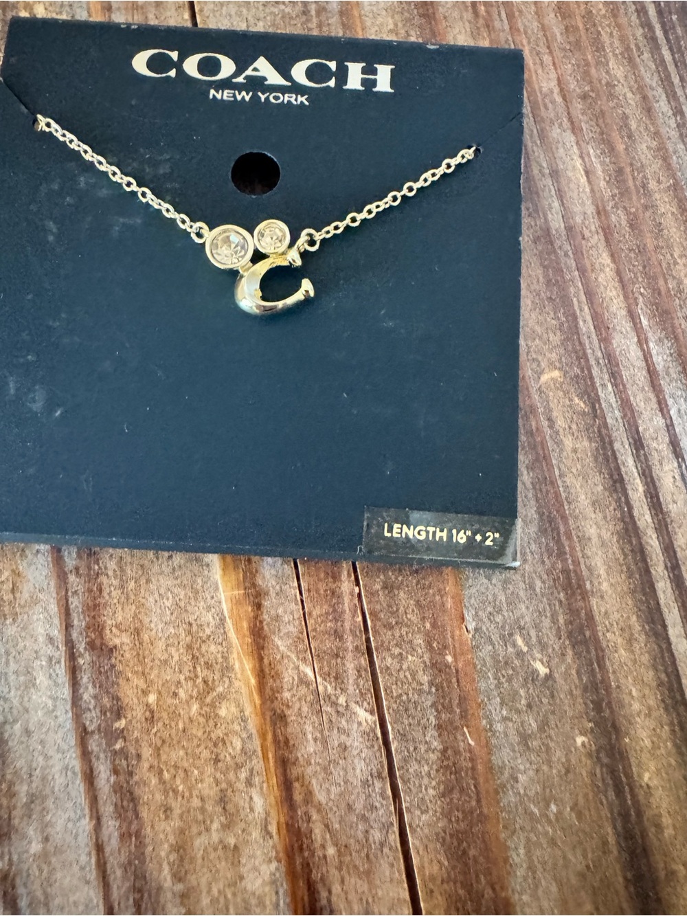 COACH Gold Signature crystal cluster Necklace NWOT - Picture 9 of 12
